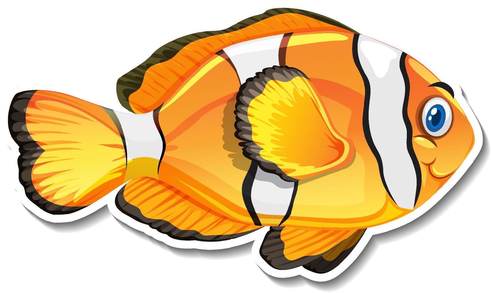 Cute clownfish cartoon character sticker vector