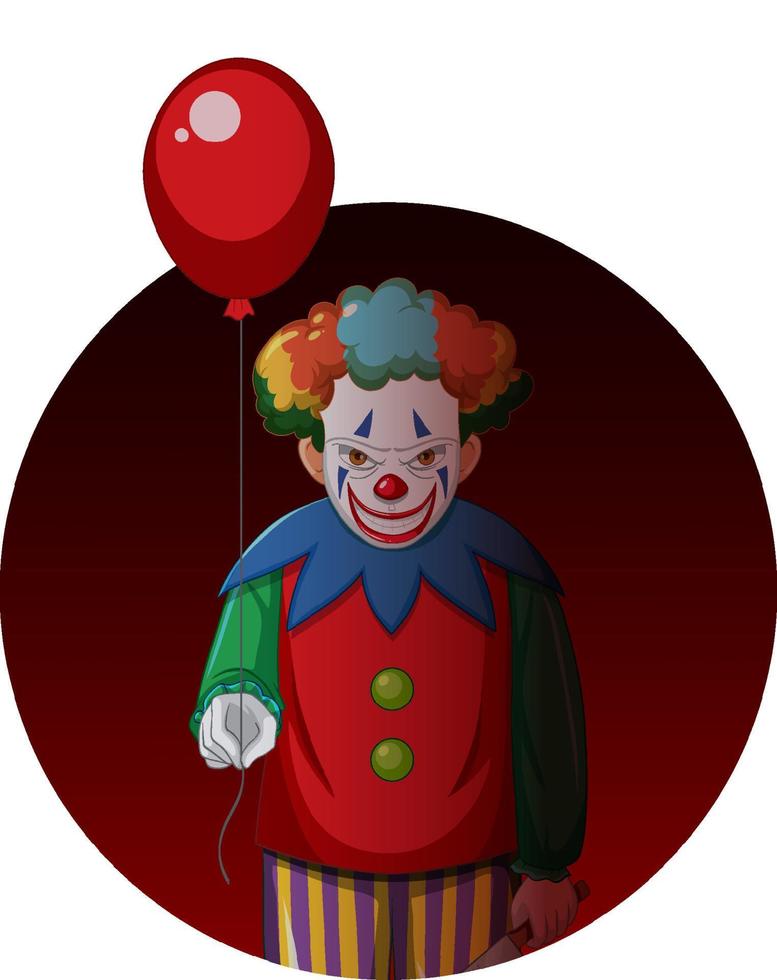 Creepy clown cartoon character vector