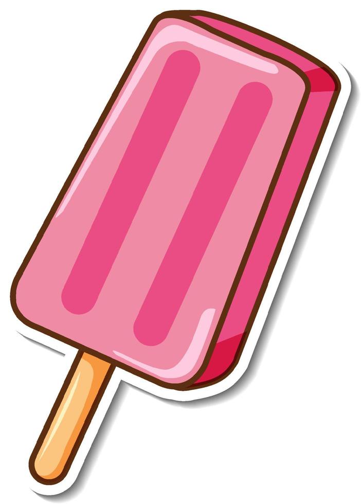 Sticker strawberry ice cream stick vector