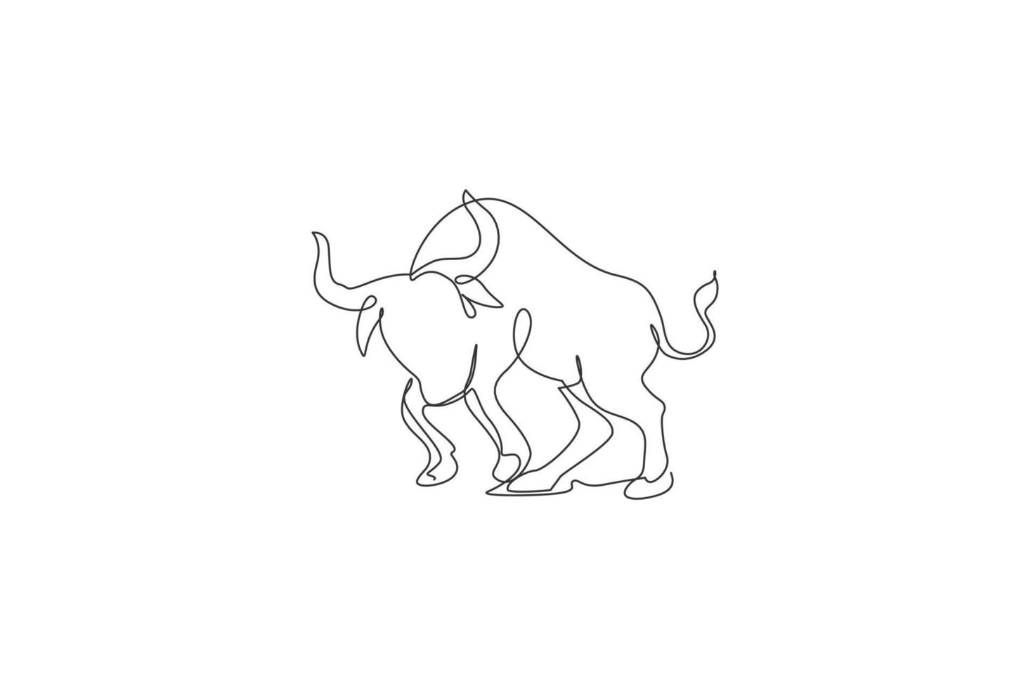 Single continuous line drawing of wild African bull. Endangered animal  national park conservation. Safari zoo concept. Trendy one line draw design  graphic vector illustration 3509985 Vector Art at Vecteezy