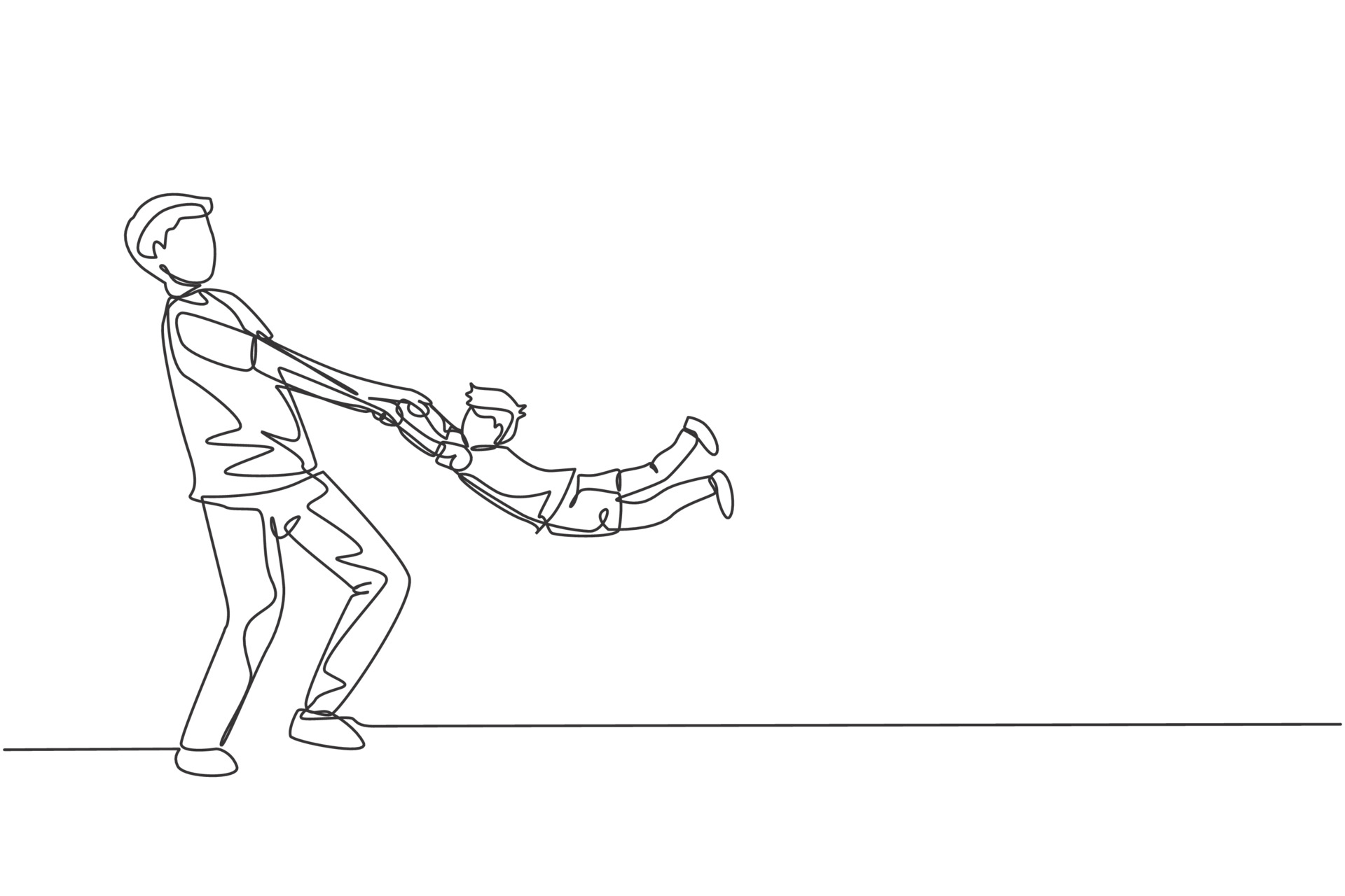 One continuous line drawing of young father raising and spinning his son up in the air at home, family life. Happy parenting concept. Dynamic single line draw design vector graphic illustration 3510253 One continuous line drawing of young father raising and spinning his son up in the air at home, family life. Happy parenting concept. Dynamic single line draw design vector graphic illustration 3510253