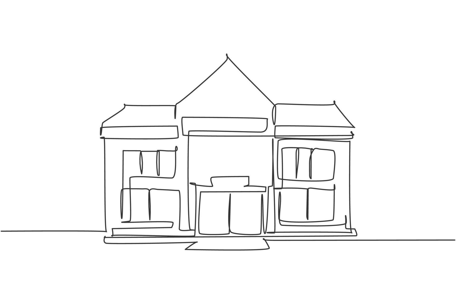 Continuous one line drawing elementary school building at the small