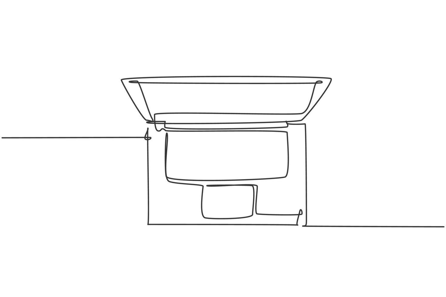 un dibujo de línea continua de la computadora portátil desde la vista superior para la empresa de oficina. concepto de equipo de pequeña empresa de electricidad. Ilustración gráfica de vector de diseño de dibujo de línea única de moda