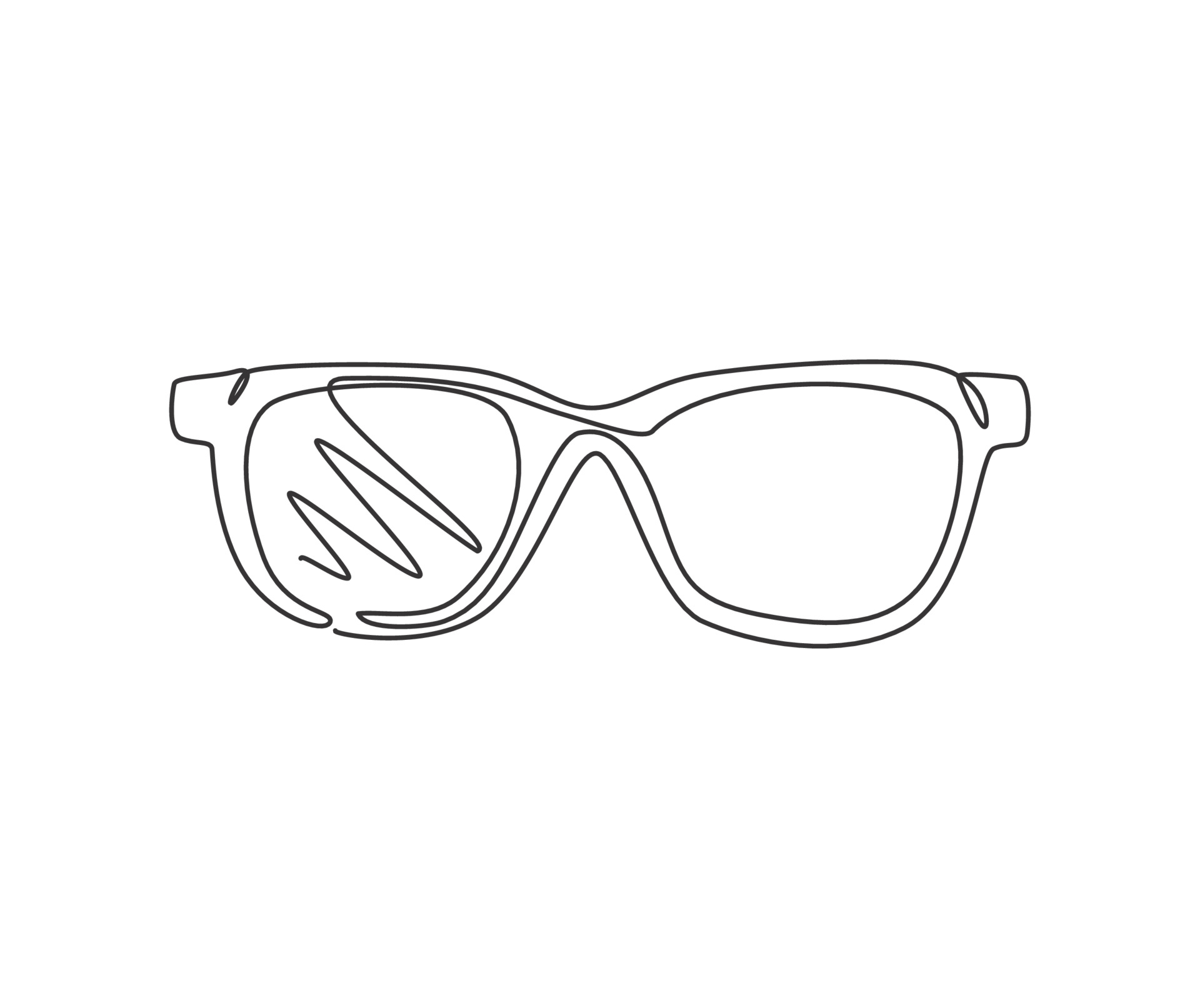 One continuous line drawing of trendy sunglasses logo emblem. Clean ...