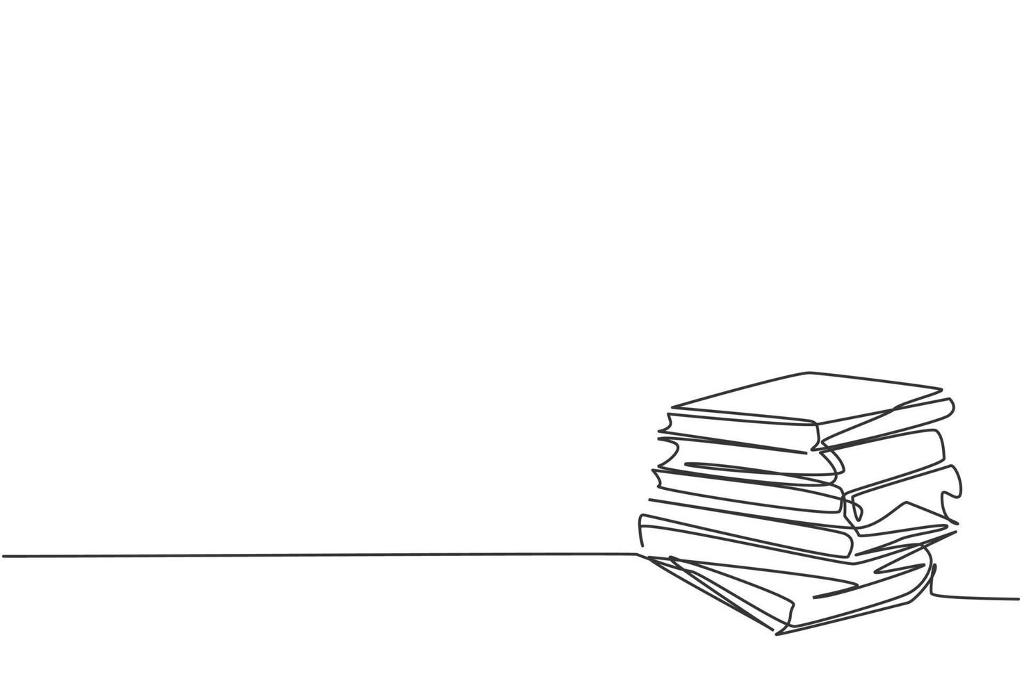 dibujo de una sola línea de la pila de libros. pila de silueta de icono de
