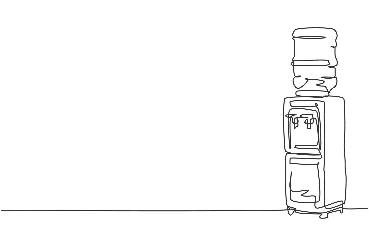 One continuous line drawing of electric water dispenser with plastic