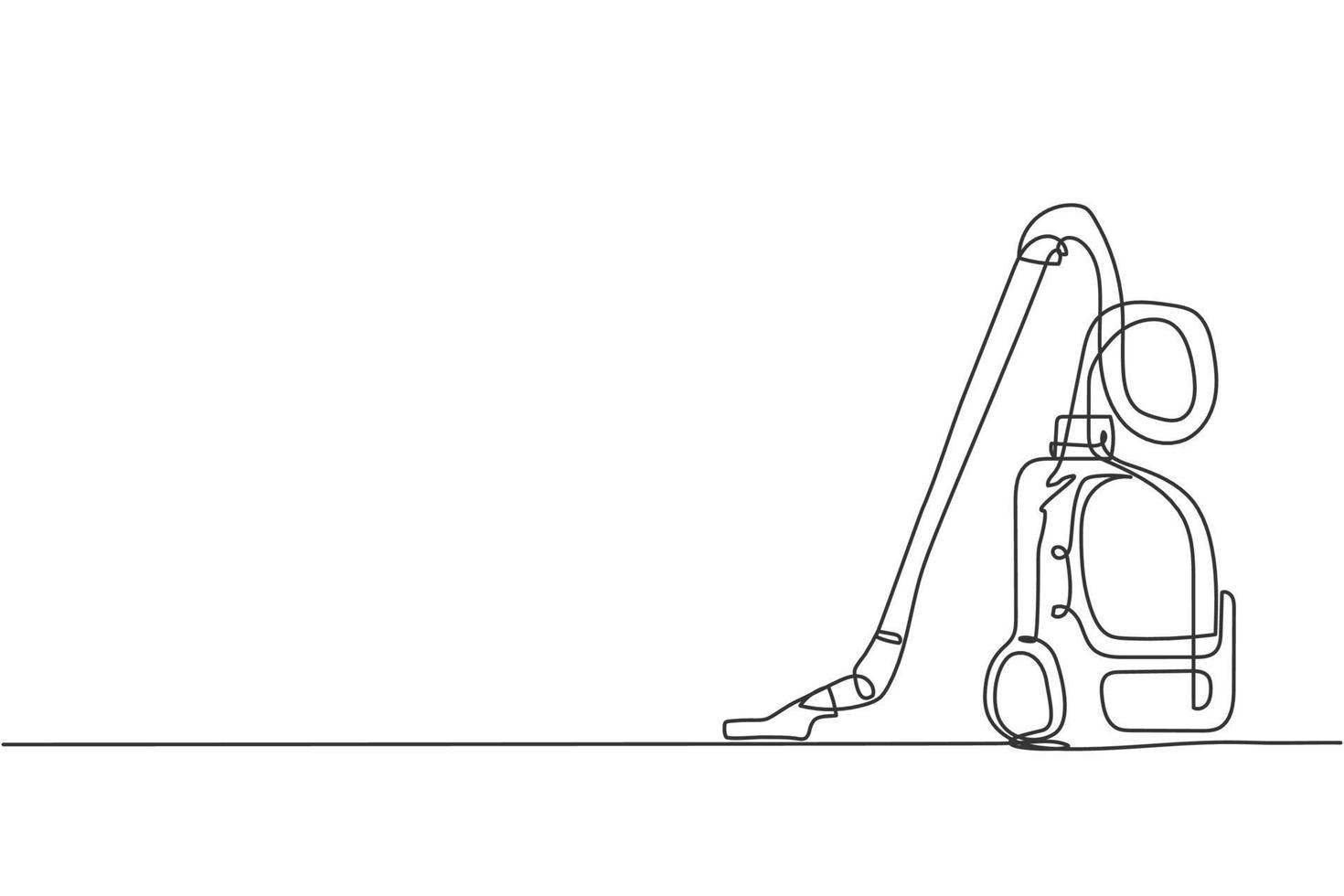 Un dibujo de una sola línea del electrodoméstico de la aspiradora eléctrica. Concepto de herramientas domésticas de robot de limpieza inalámbrica de electricidad. Ilustración de vector gráfico de diseño de dibujo de línea continua dinámica