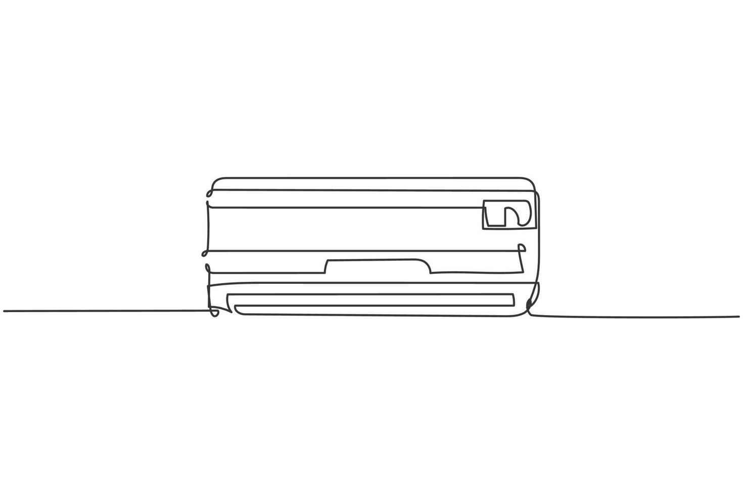 Dibujo de una línea continua de un utensilio doméstico de aire acondicionado de pared. concepto de electrodomésticos de sala de estar electrónica. Ilustración de vector gráfico de diseño de dibujo de una línea moderna