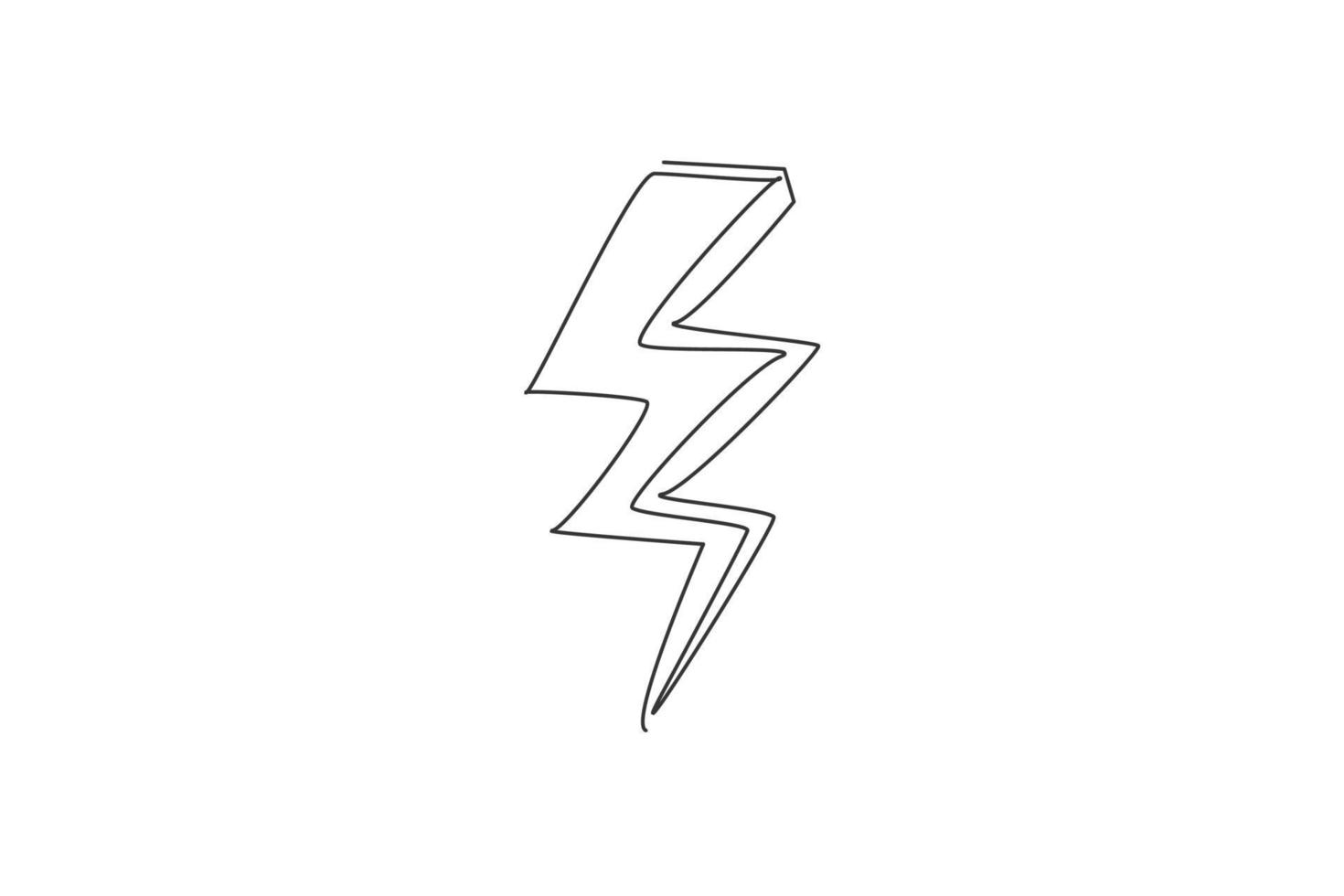 Single continuous line drawing of thunder bolt lightening for electricity company logo label. Power energy up logotype icon concept. Modern one line draw graphic design vector illustration