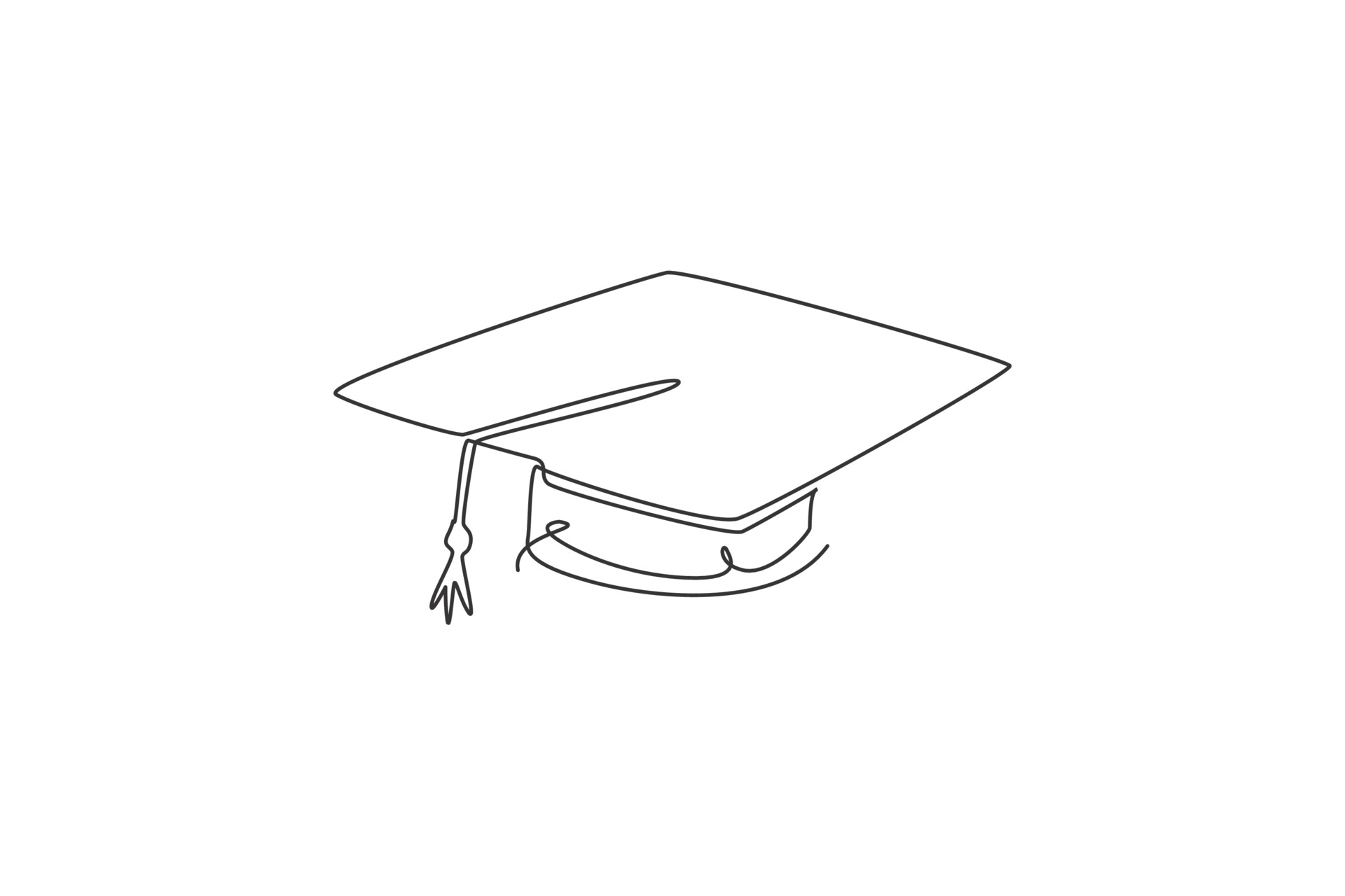 One continuous line drawing of graduation cap for graduating ceremony