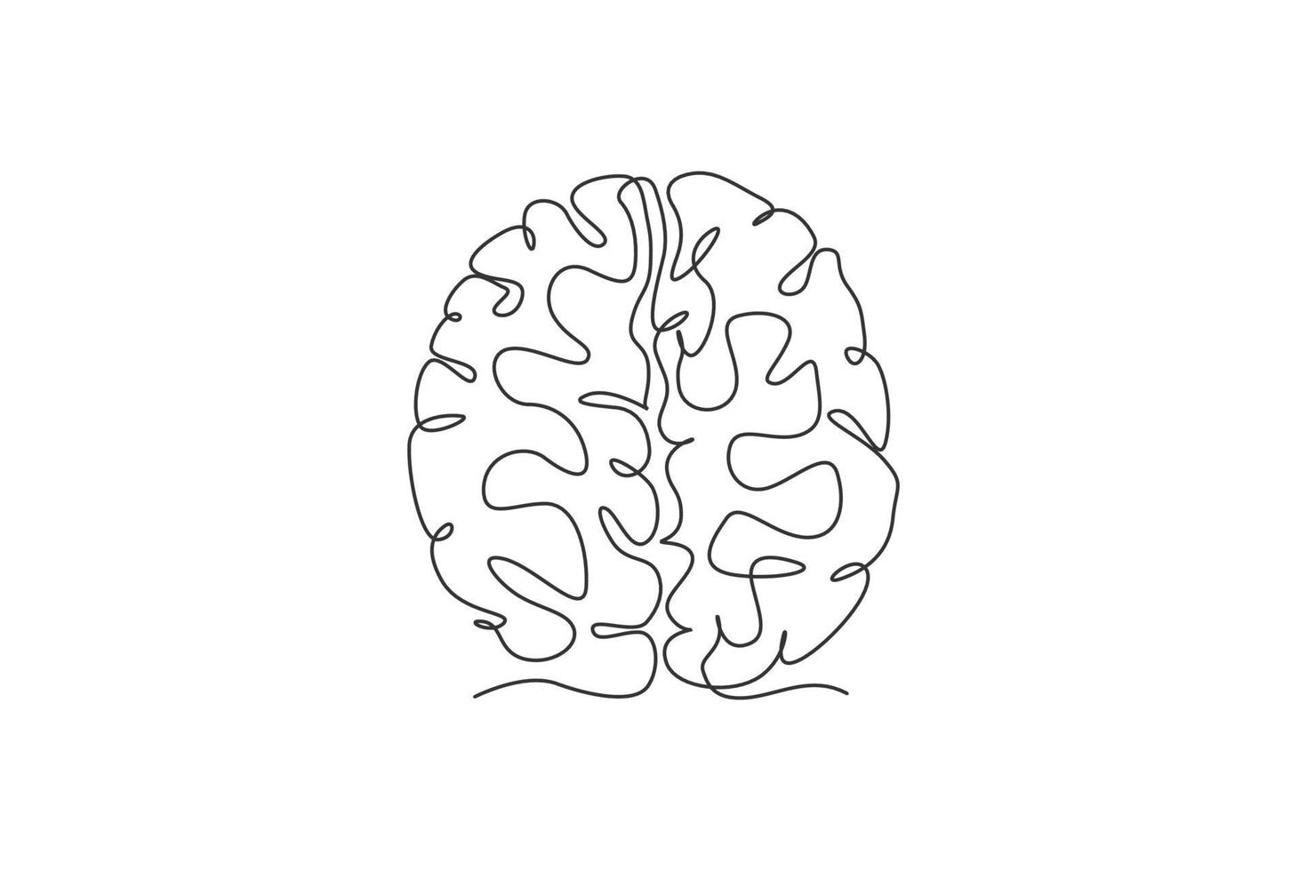 Single continuous line drawing of smart human brain from top ...