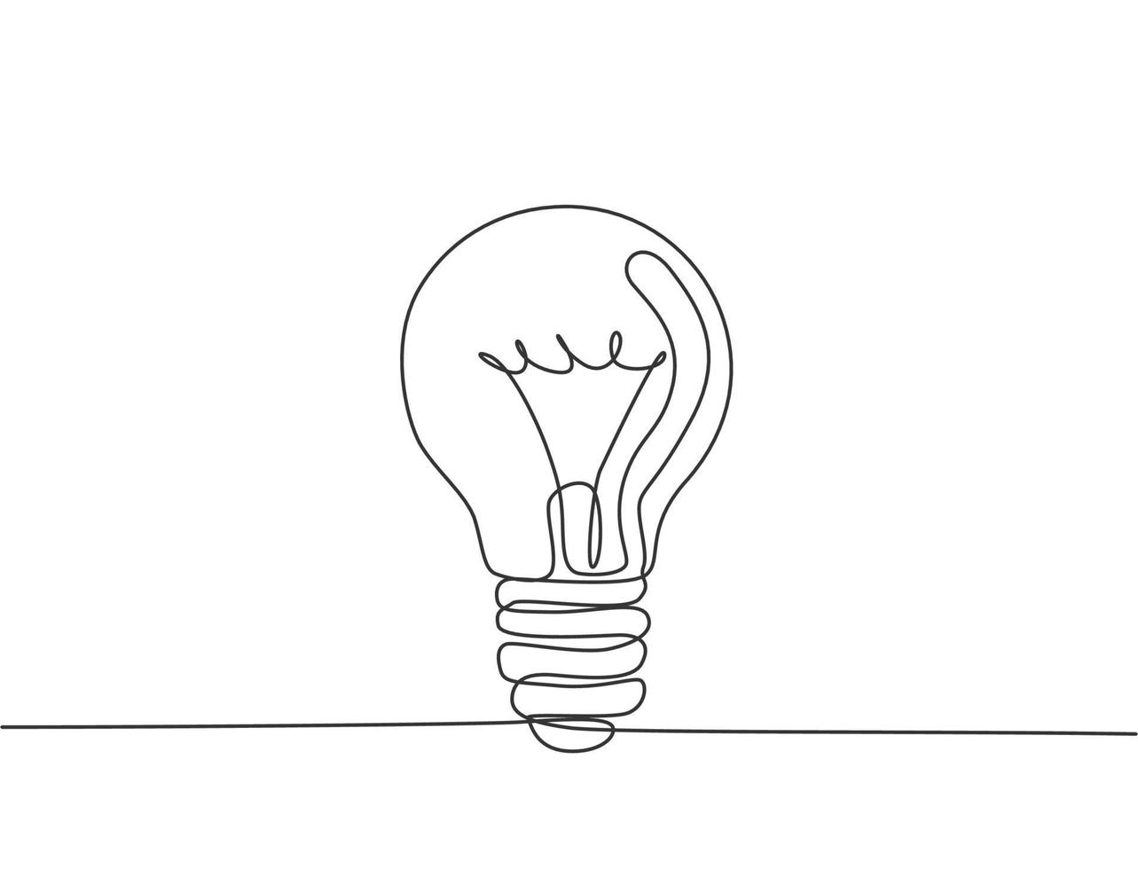 One single line drawing of clean glass lightbulb for electricity company logo identity. Power electric icon concept. Trendy continuous line draw design vector illustration