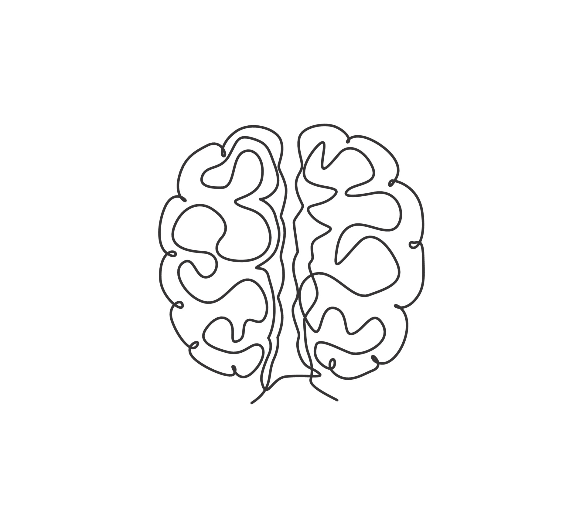 One continuous line drawing of human brain anatomy icon logo emblem ...