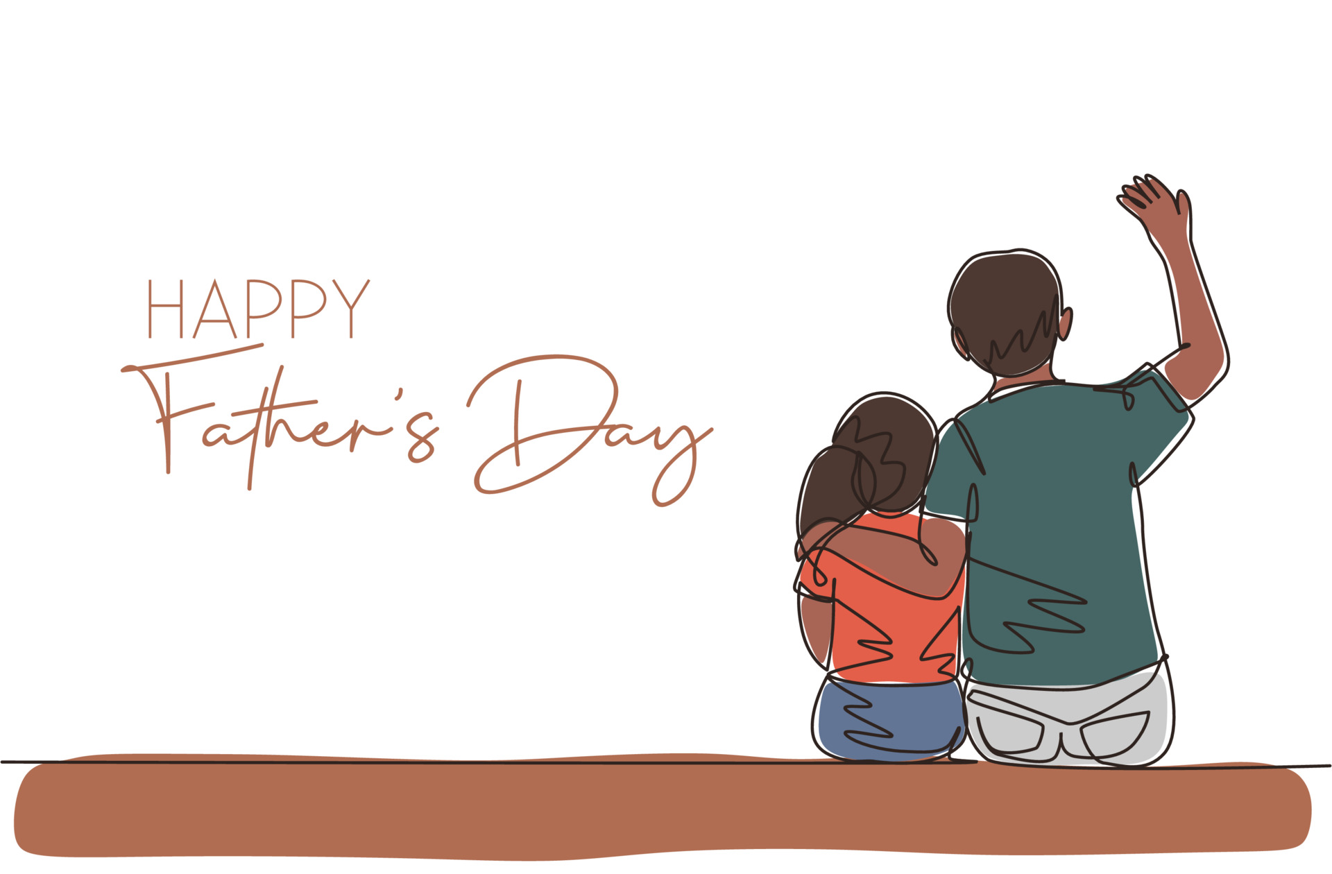 One continuous line drawing of young father siting next to daughter and  talking funny story. Happy father's day concept. Greeting card with  typography. Single line draw design vector illustration 3510794 Vector Art