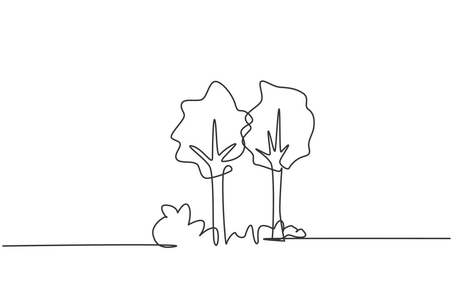 dibujo continuo de una línea de árboles verdes para el icono del logotipo del jardín del parque. eco símbolo natural dibujado a mano concepto minimalista. Ilustración gráfica de vector de diseño de dibujo de una sola línea moderna