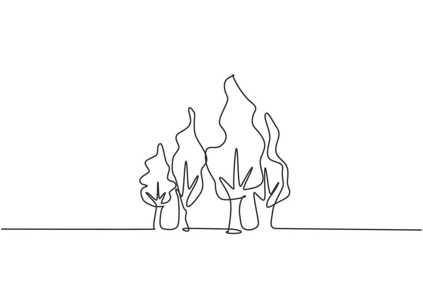 Un solo dibujo de línea continua de verde libera el árbol para el icono del parque. jardín de plantas naturales aislado concepto de minimalismo. Ilustración de vector de diseño gráfico de dibujo de una línea dinámica sobre fondo blanco