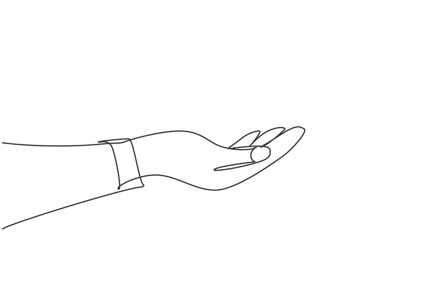 Hand holding gesture. Single continuous line hand gesture graphic icon. Simple one line draw doodle for world campaign concept. Isolated vector illustration minimalist design on white background