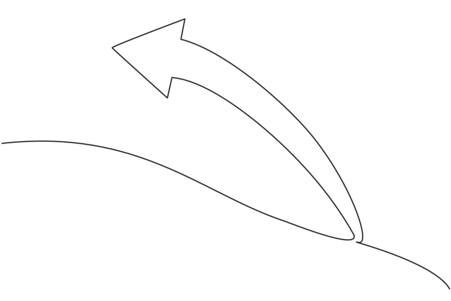 Single continuous line drawing of backward direction arrow shape