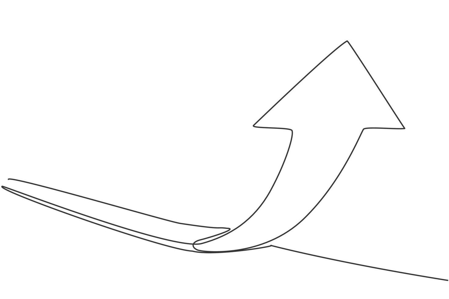 Single continuous line drawing of rising up arrow sign symbol. Increasing market sales strategy performance. Minimalism business concept dynamic one line draw graphic design vector illustration