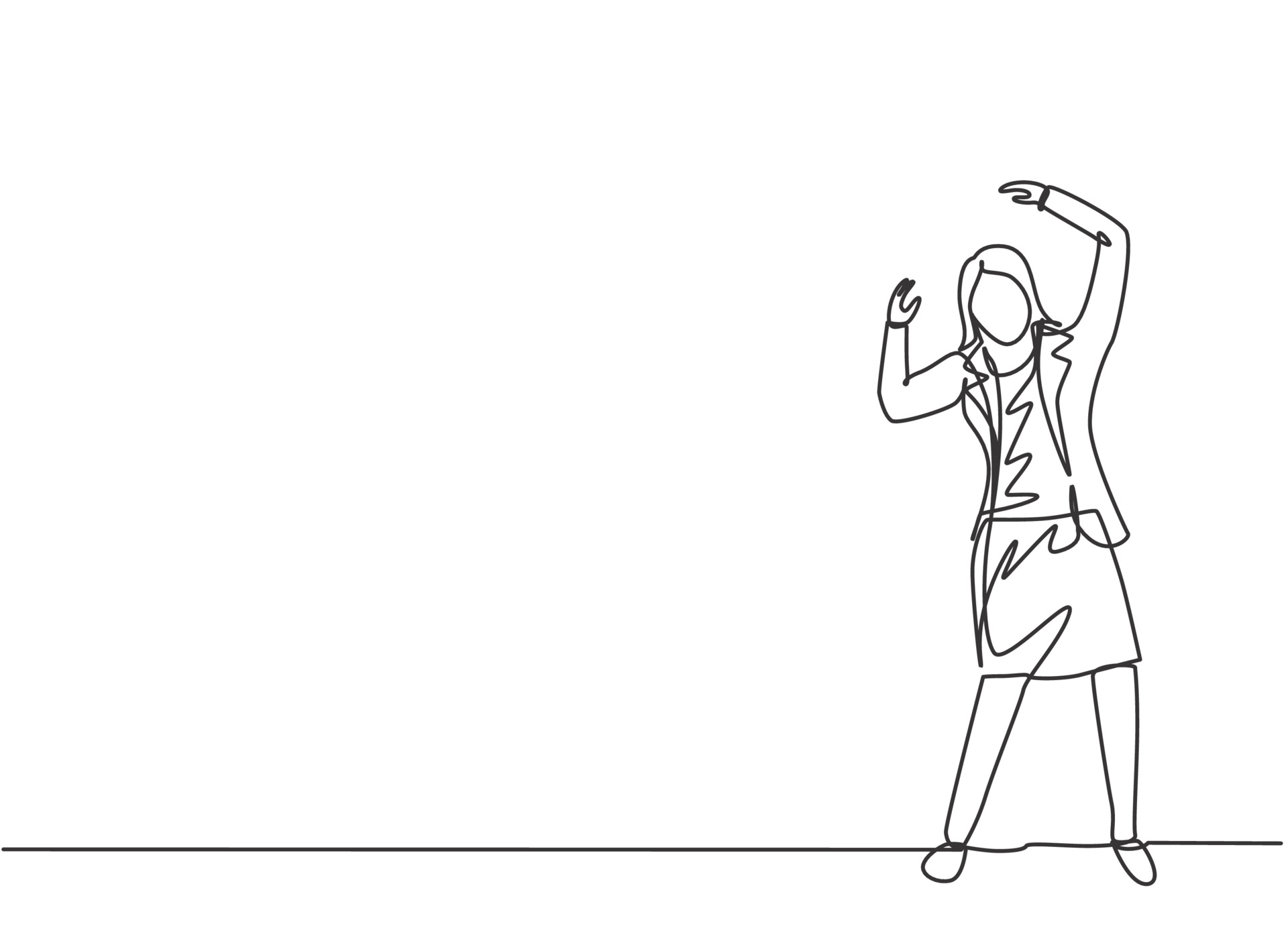 Single one line drawing of young business woman standing on the street raise her hand. Happy celebrate achievement. Minimalism metaphor concept. Continuous line draw design graphic vector illustration 3511454 Vector Art at Single one line drawing of young business woman standing on the street raise her hand. Happy celebrate achievement. Minimalism metaphor concept. Continuous line draw design graphic vector illustration 3511454 Vector Art at
