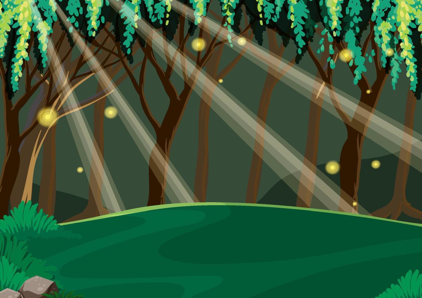 Empty fairytale forest at night vector