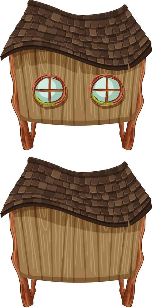 Fantasy wooden hut on white background vector