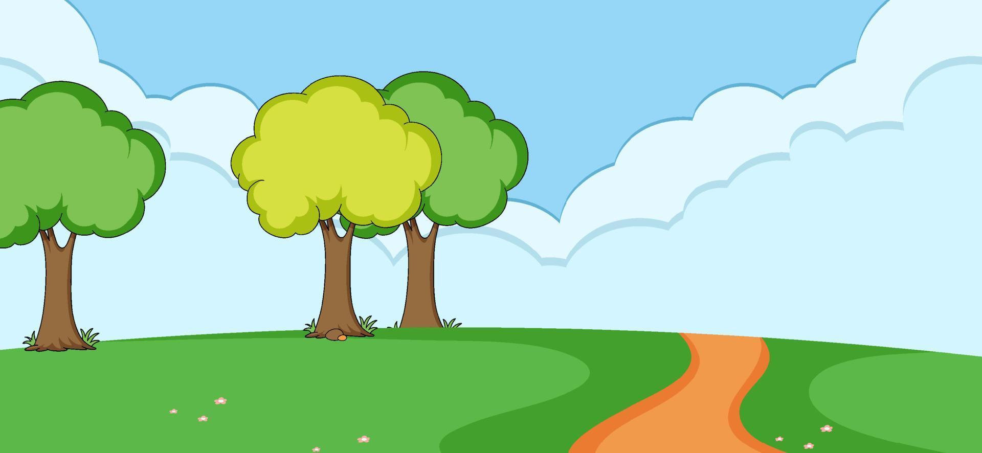 Blank horizontal scene with many trees and blank sky vector