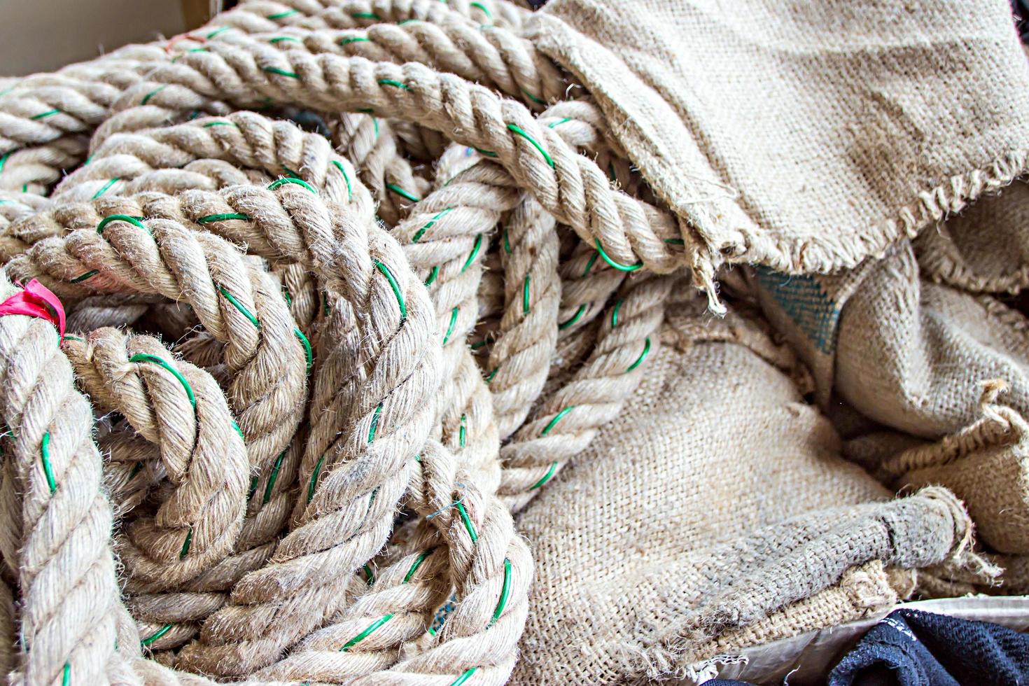 Rope placed messily with background texture photo