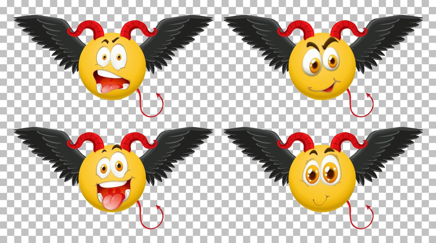 Devil emoticon with facial expression set vector