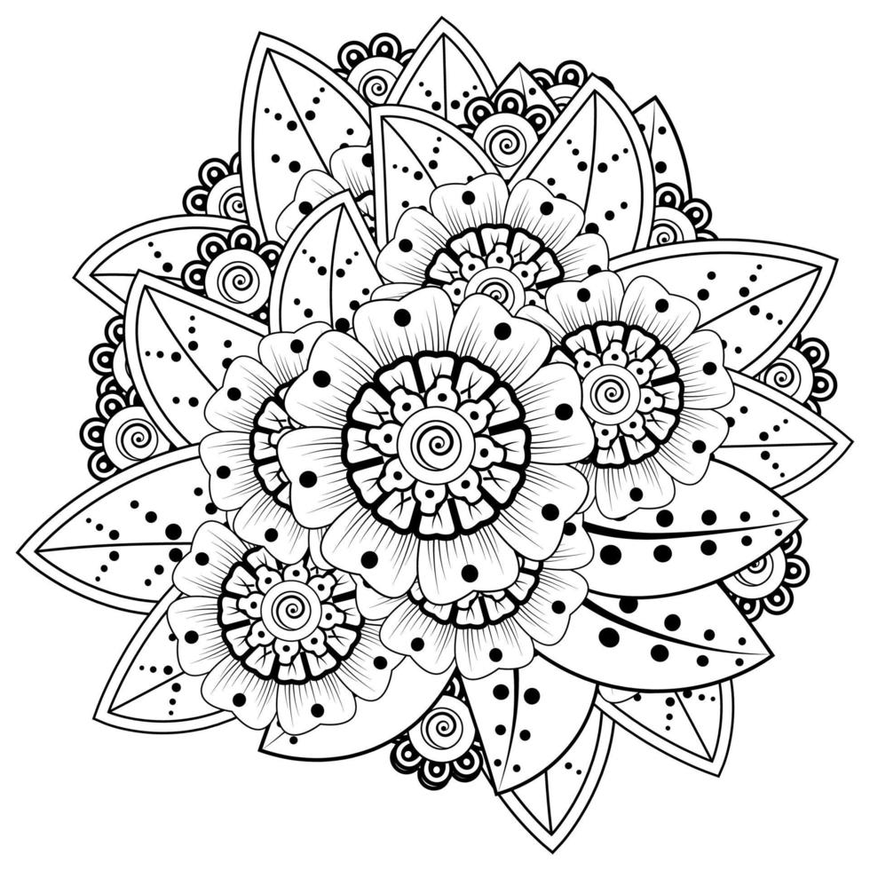 mehndi flower decorative ornament in ethnic oriental style, doodle ornament, outline hand draw. vector