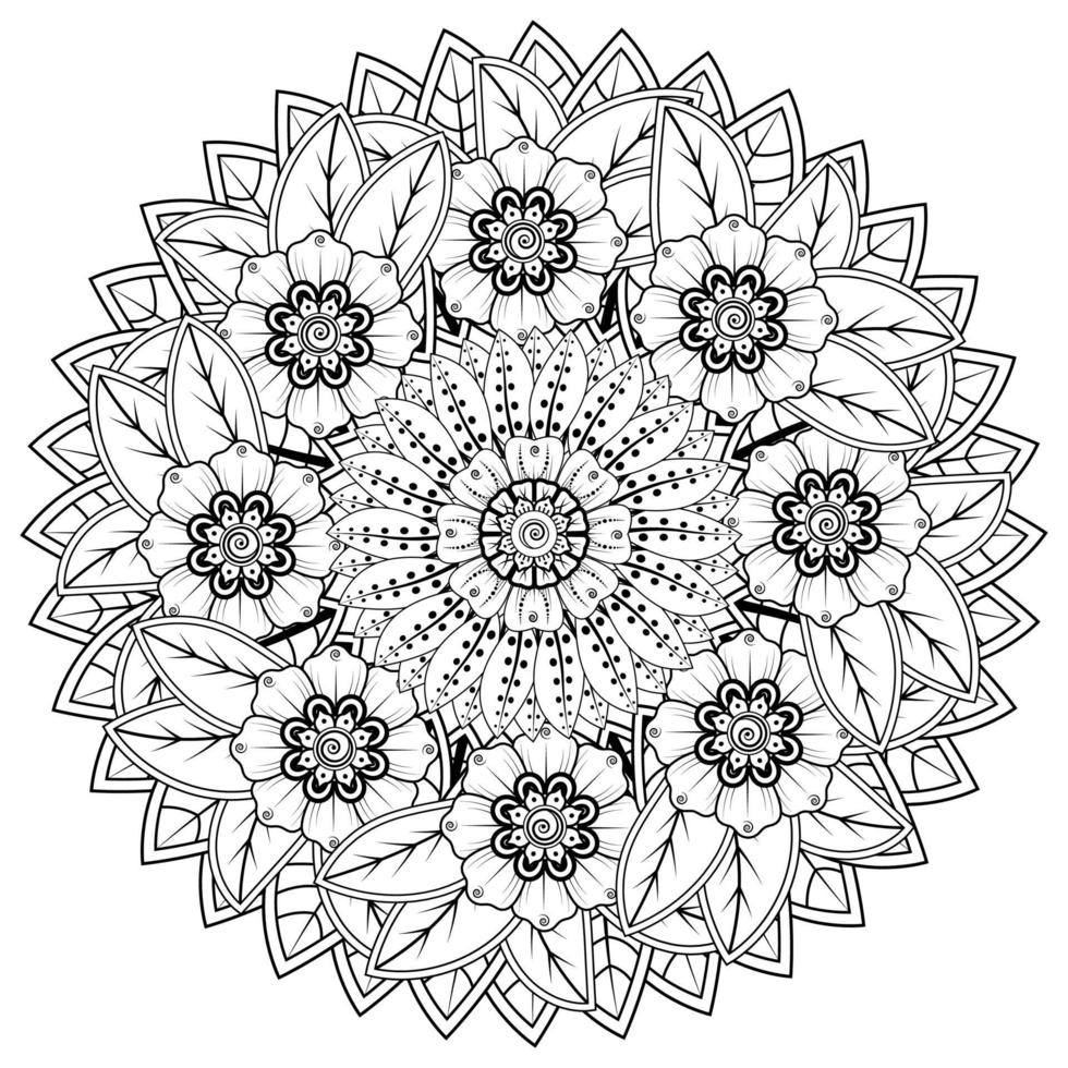 mehndi flower decorative ornament in ethnic oriental style, doodle ornament, outline hand draw. vector