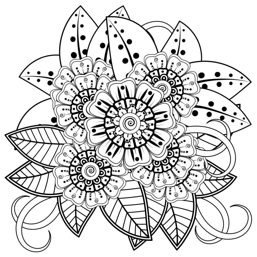 mehndi flower decorative ornament in ethnic oriental style, doodle ornament, outline hand draw. vector