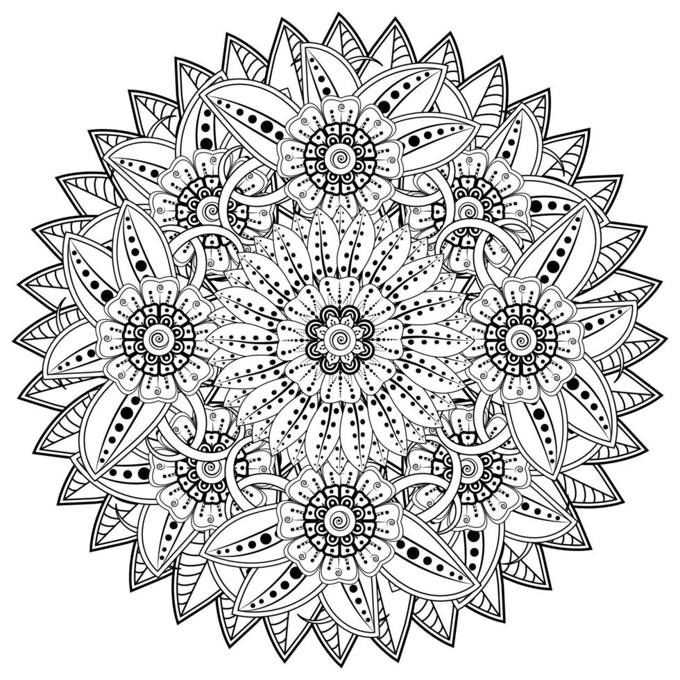 mehndi flower decorative ornament in ethnic oriental style, doodle ornament, outline hand draw. vector