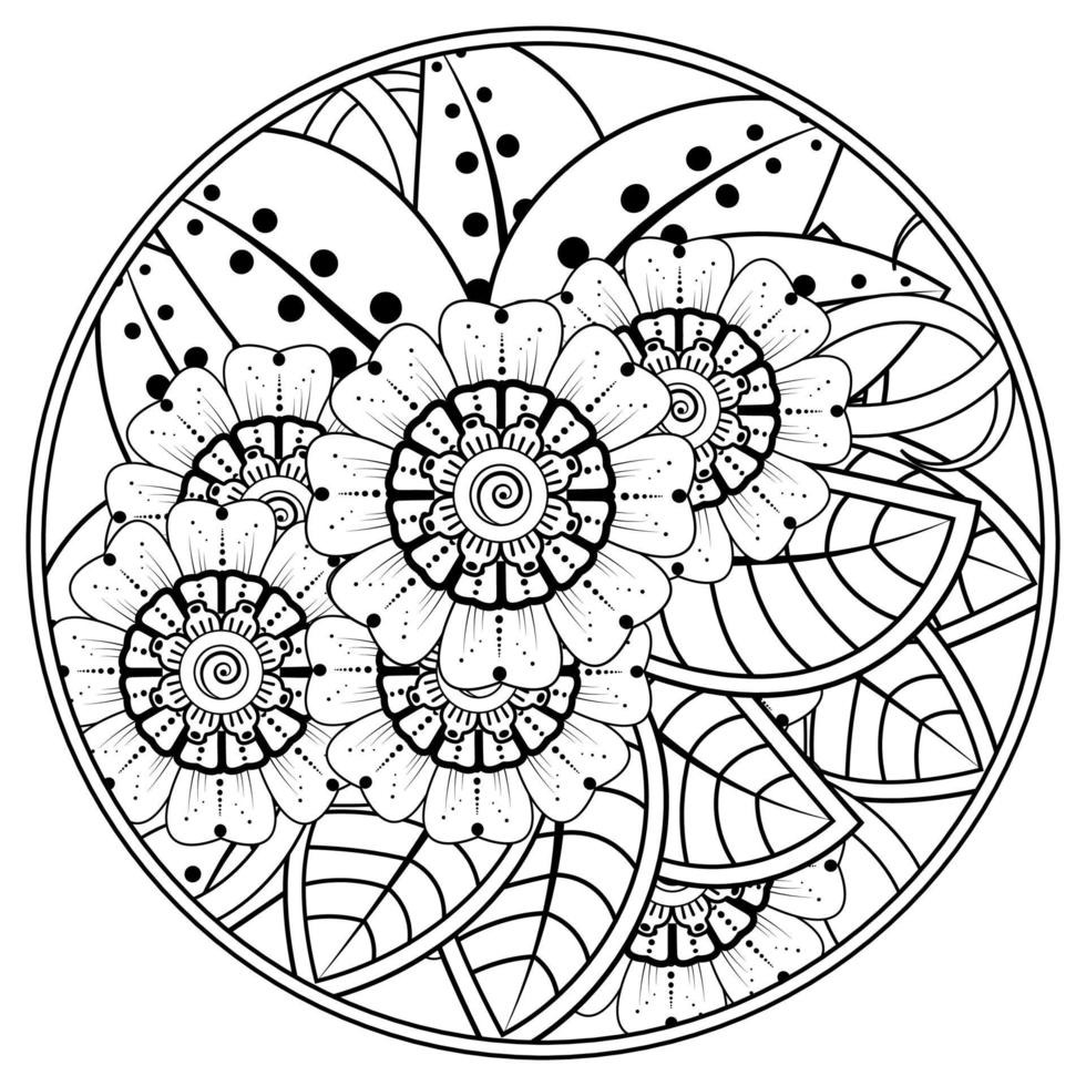 mehndi flower decorative ornament in ethnic oriental style, doodle ornament, outline hand draw. coloring book page. vector