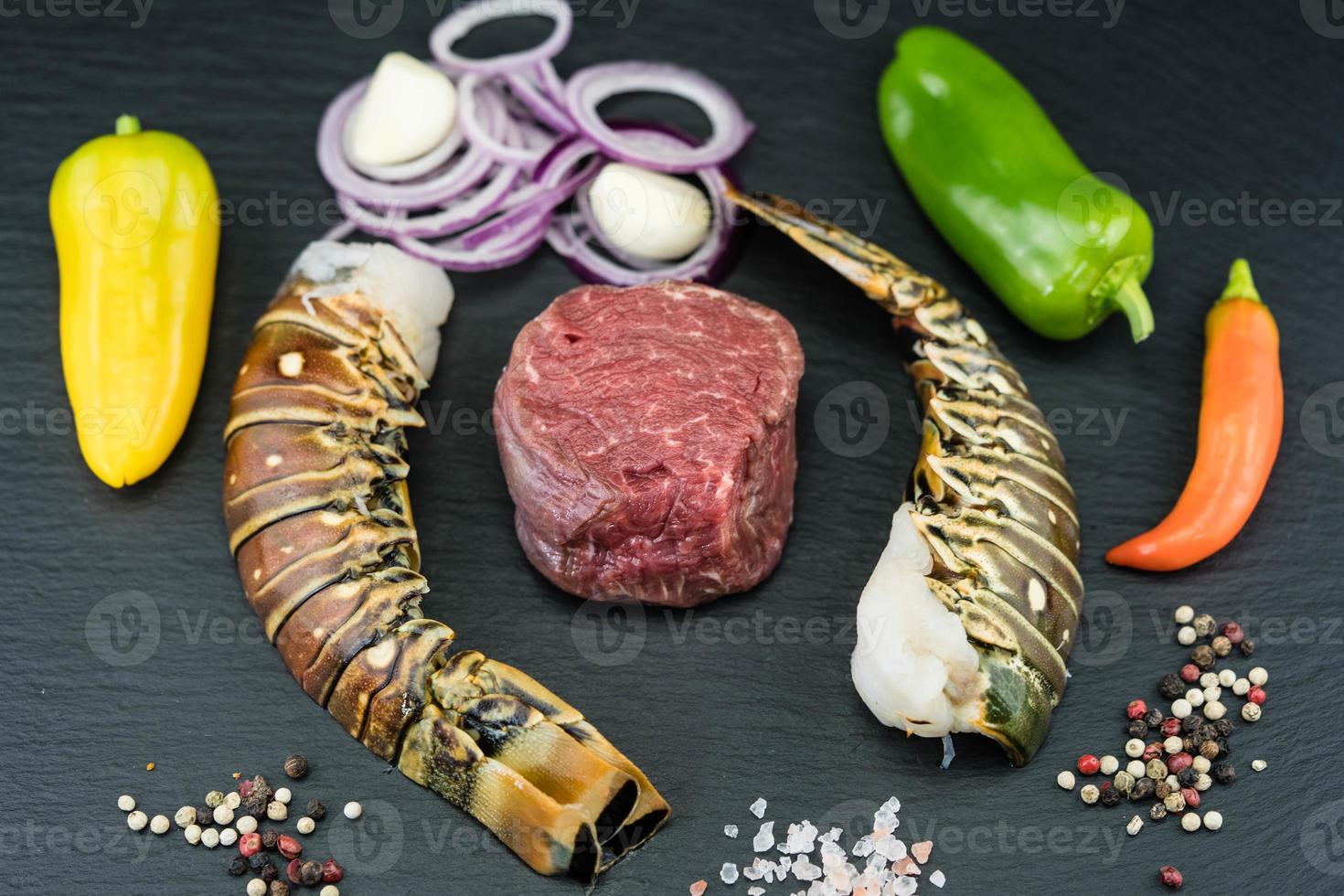 Surf and turf  grilled fillet steak and crawfish photo