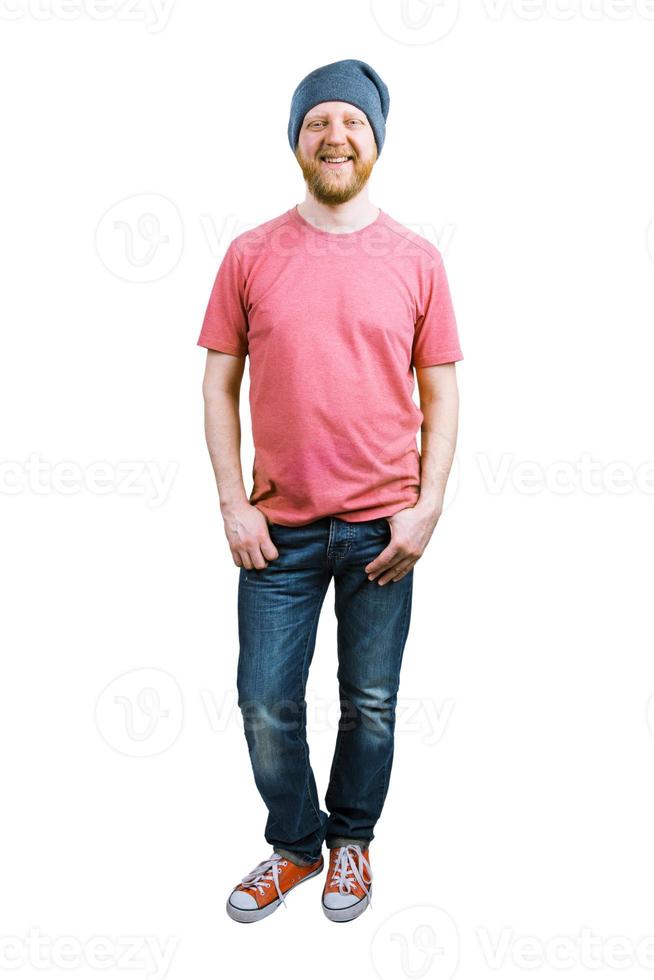 Cheerful happy man in jeans photo