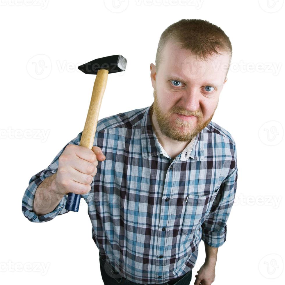 Angry man with a hammer photo