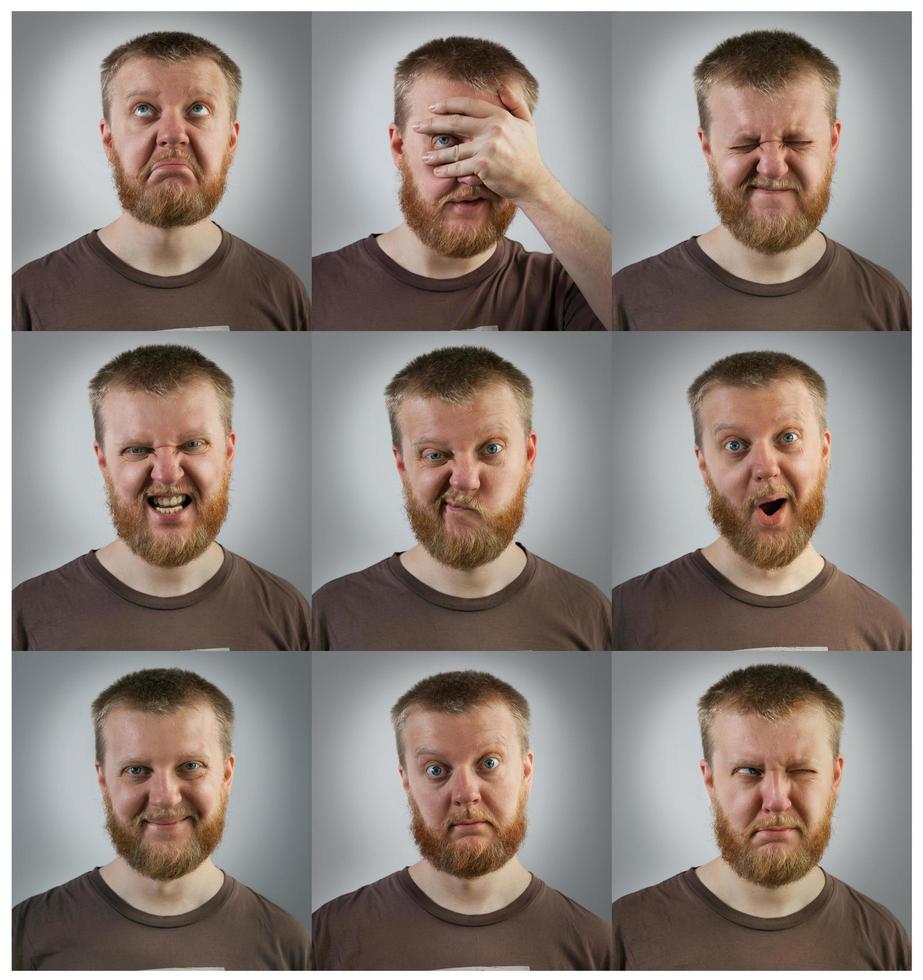 Portraits of men with different emotions photo