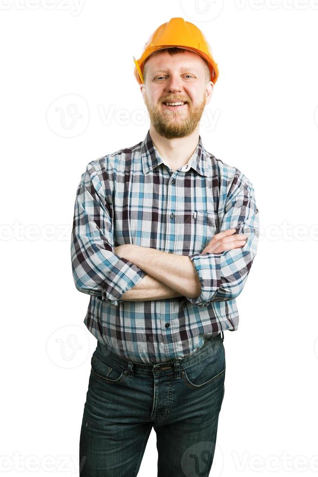 hombre en casco de construcción foto