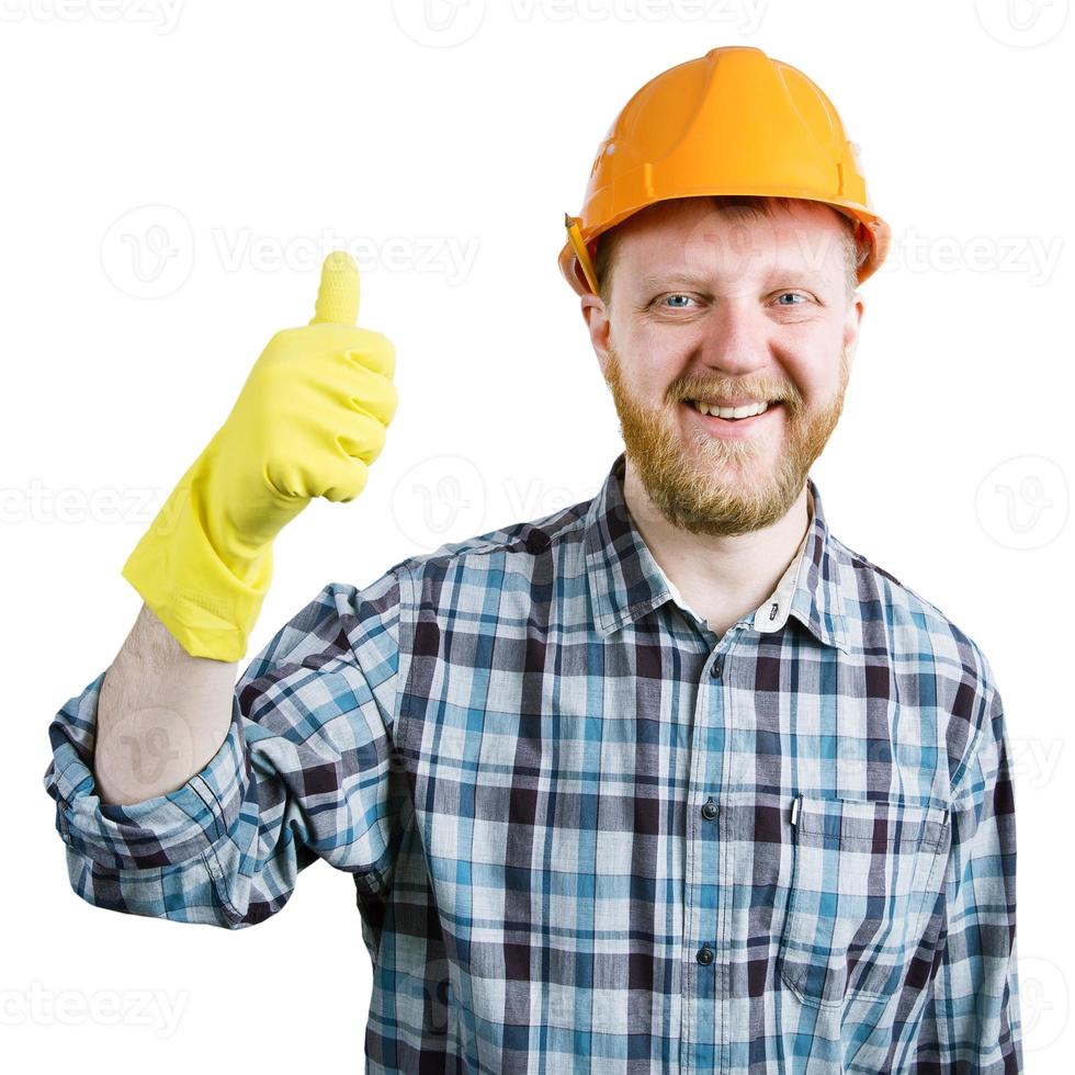 Man in a helmet are showing that all is well photo