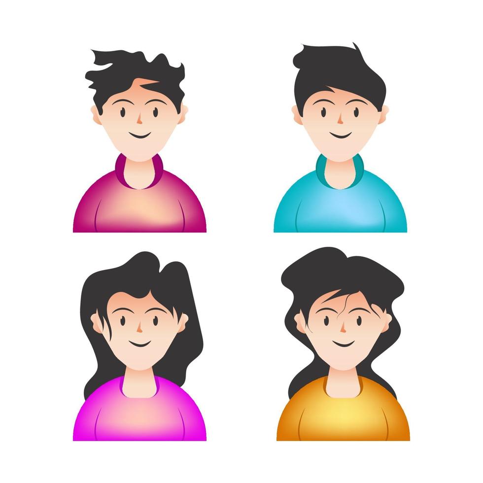Vector avatar cartoon set with different head parts