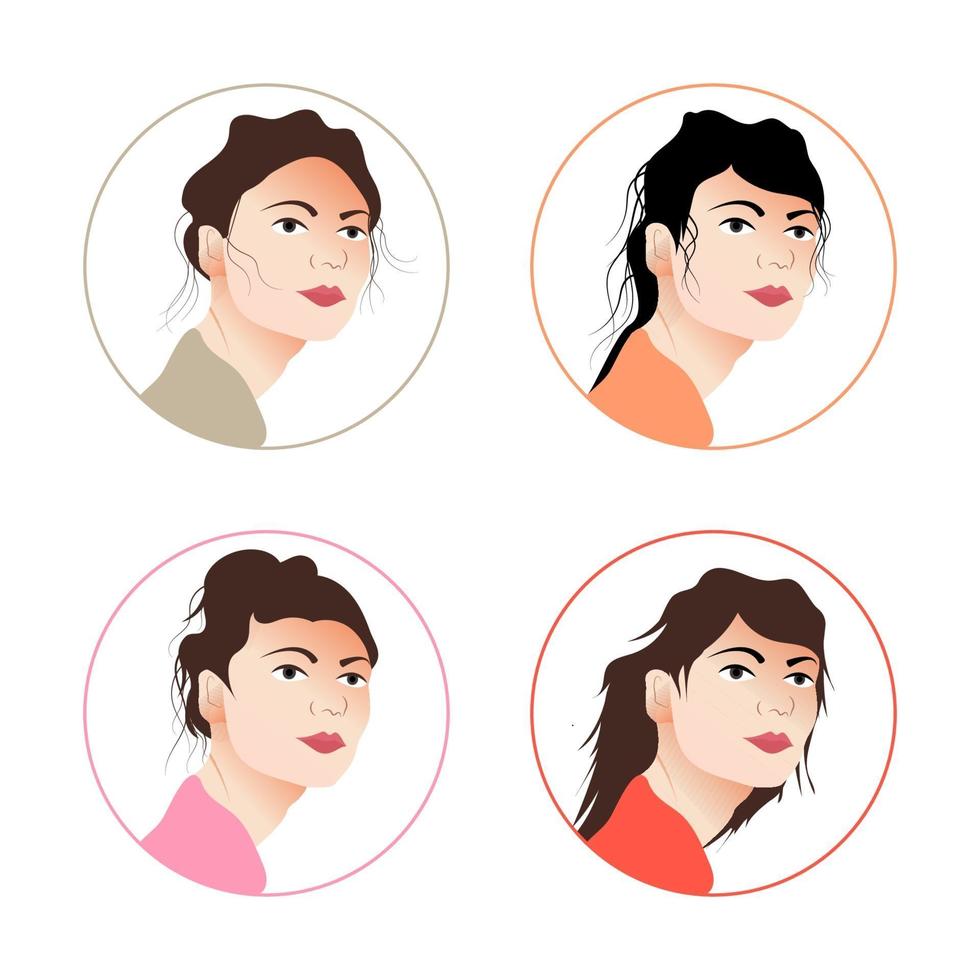 Vector avatar cartoon set with different head parts