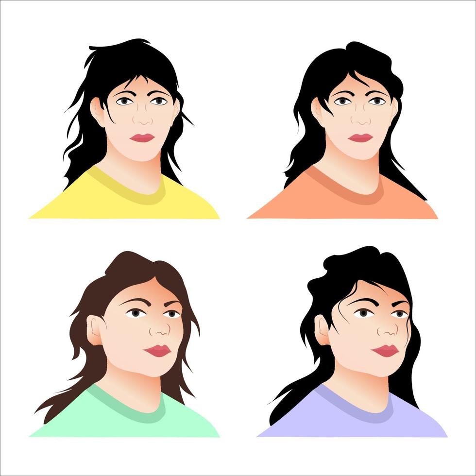 Vector avatar cartoon set with different head parts