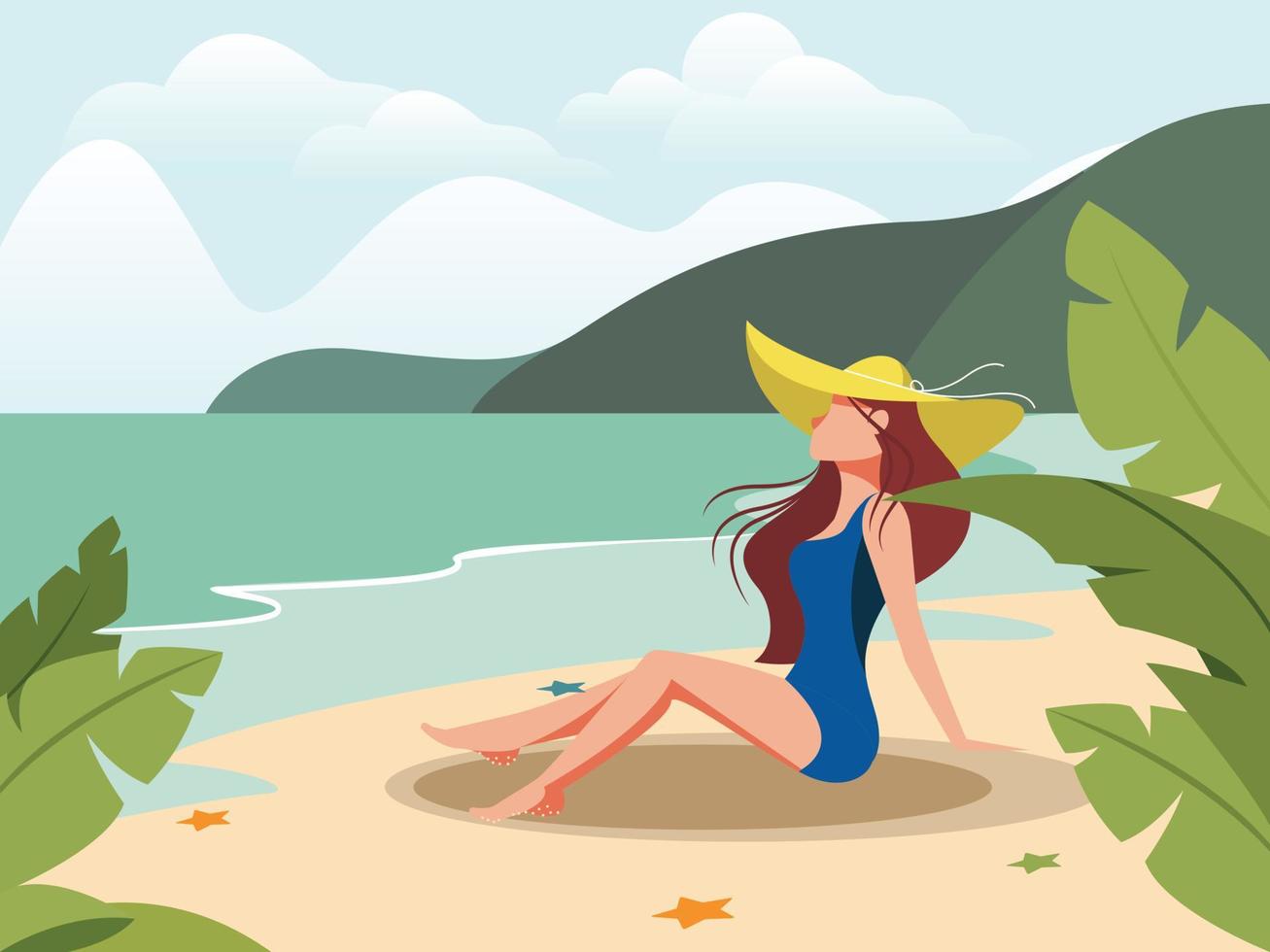 Beautiful Girl On a Beach vector