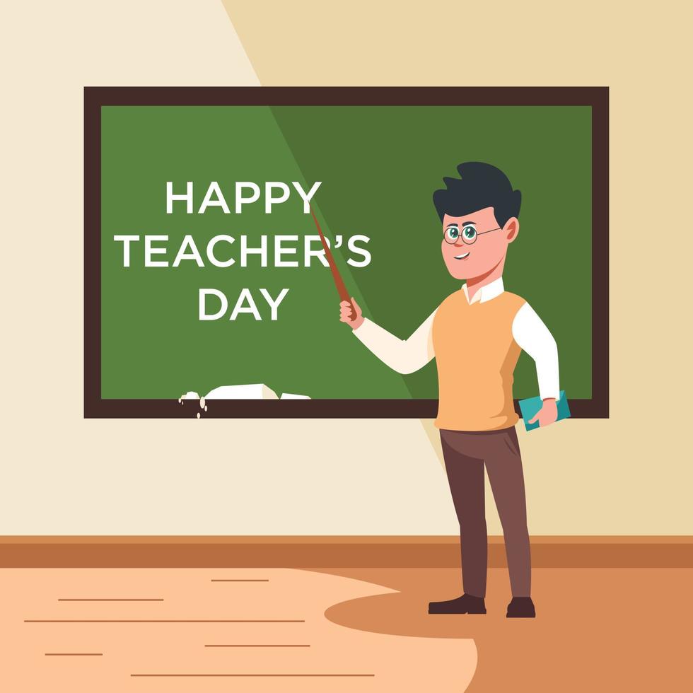 Teachers day. teacher presenting. Back To School vector