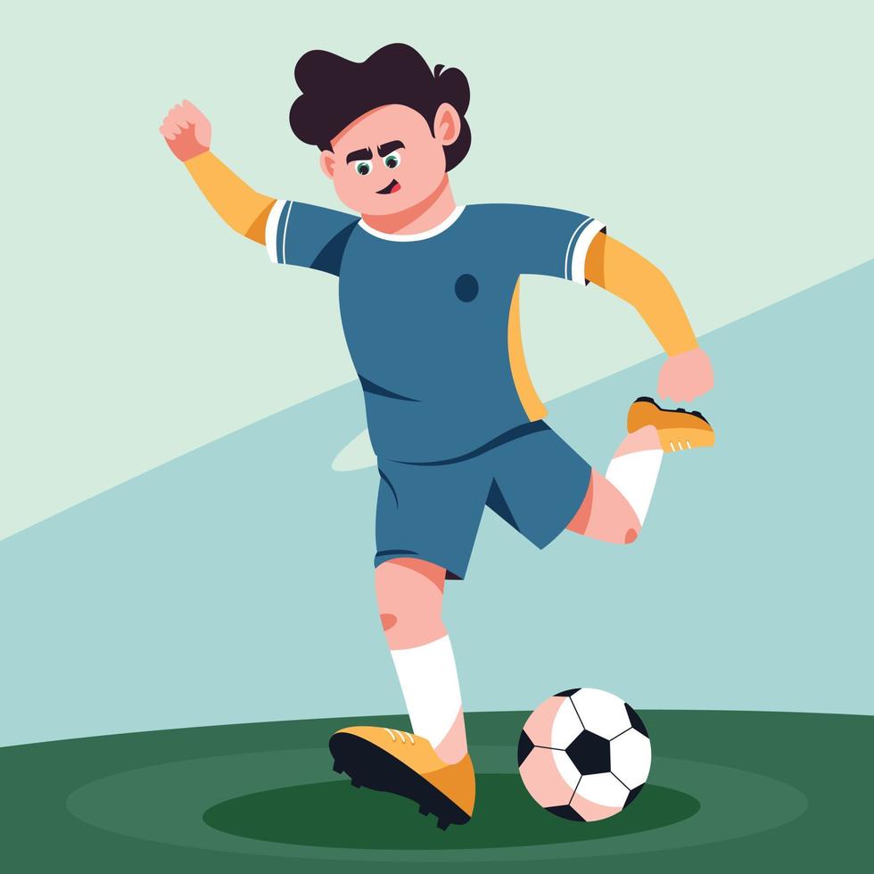 soccer player kick the ball vector