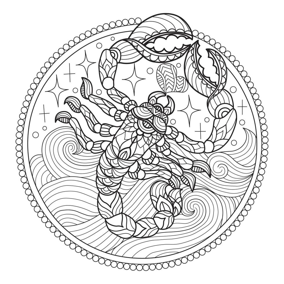 Scorpion hand drawn for adult coloring book vector