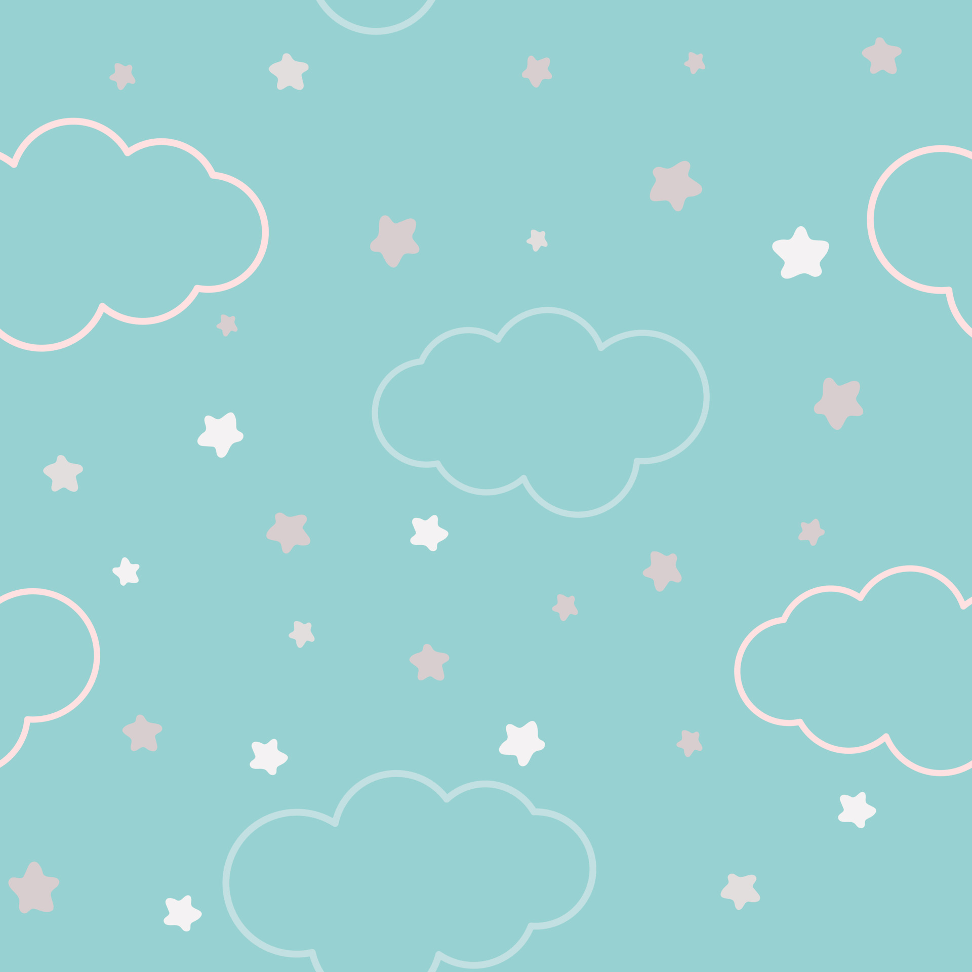 Delicate heavenly seamless pattern with clouds and stars vector ...