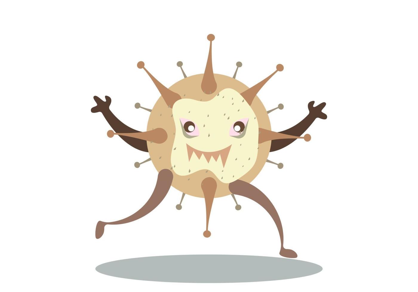 Illustration of cute bacteria character running. Cartoon microbes. vector
