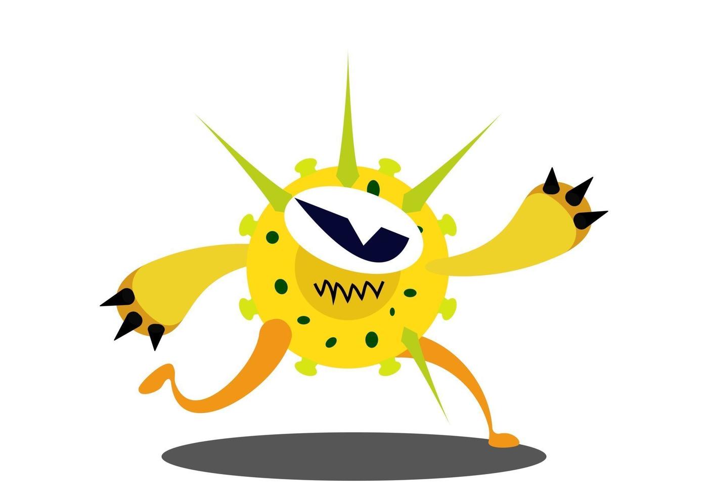 Illustration of spooky green bacteria character. Simple vector illustration EPS10 isolated on white background.